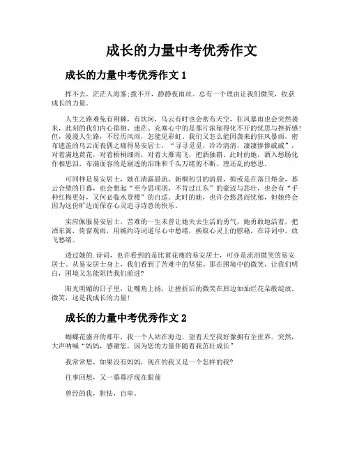 成长的力量中考优秀作文