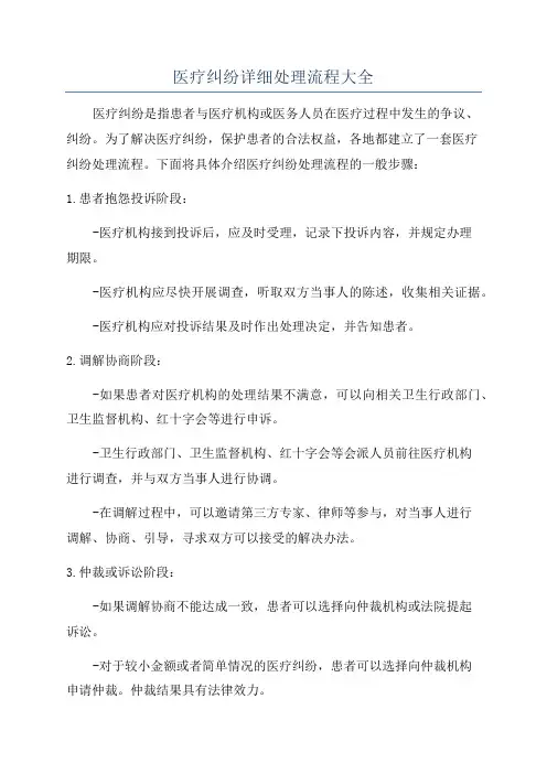 医疗纠纷详细处理流程大全