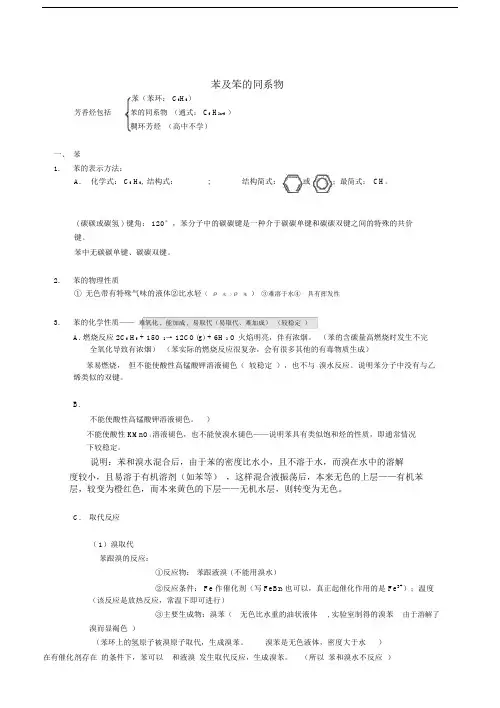 专题苯及苯的同系物学习知识点归纳.docx