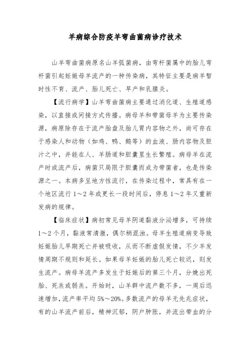 羊病综合防疫羊弯曲菌病诊疗技术