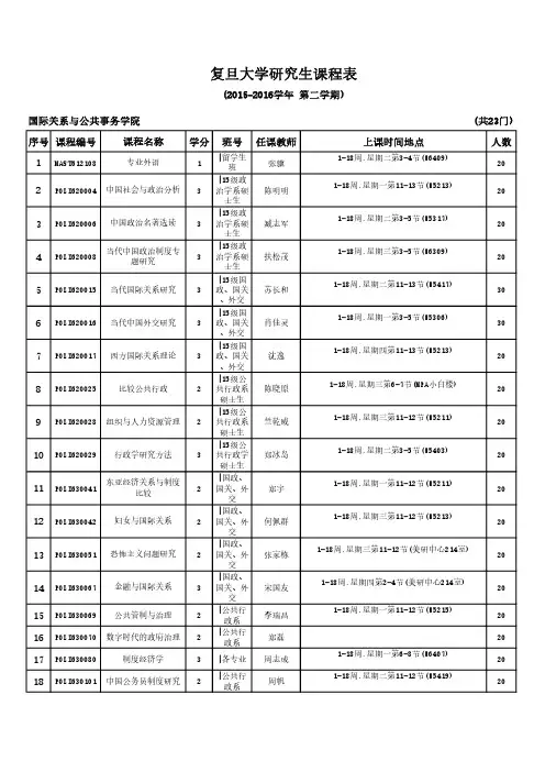 复旦2016课表