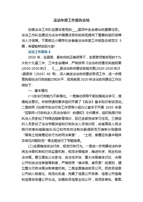 法治年度工作报告总结范文5篇
