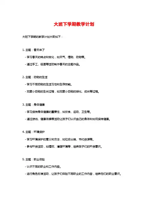 大班下学期教学计划