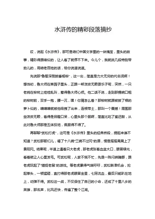水浒传的精彩段落摘抄