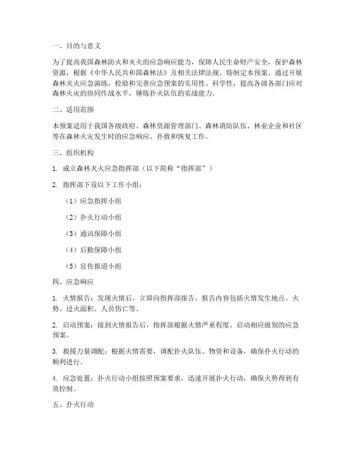 森林灭火应急演练预案方案