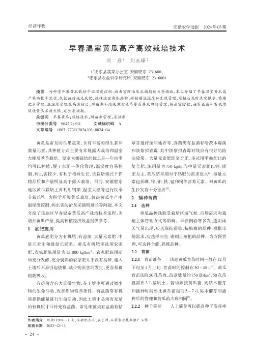 早春温室黄瓜高产高效栽培技术