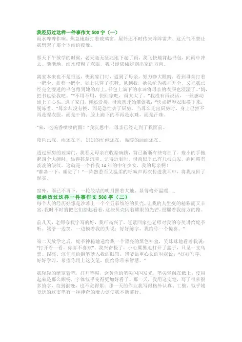 我经历过这样一件事作文500字