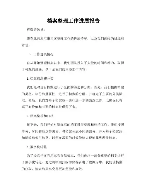 档案整理工作进展报告