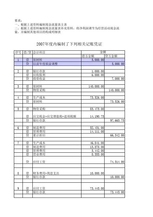 现金流量表的精确编制案例