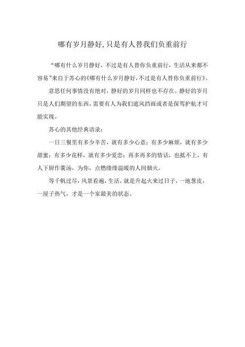 哪有岁月静好,只是有人替我们负重前行