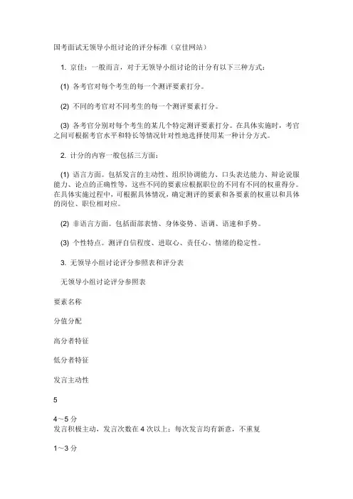 国考面试无领导小组讨论的评分标准