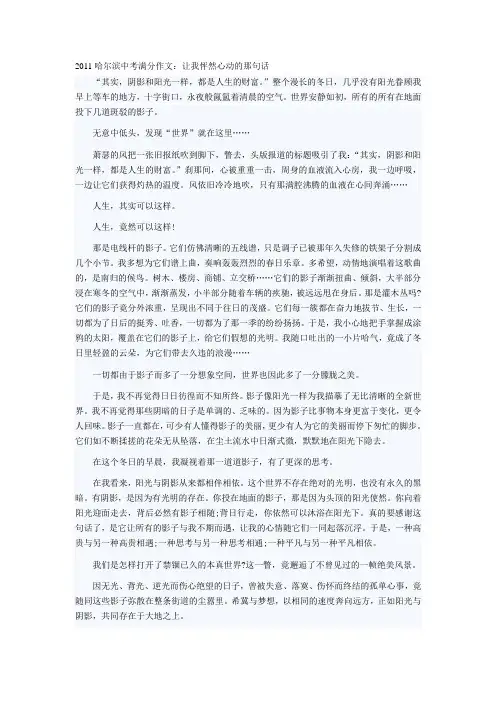 2011全国中考满分作文