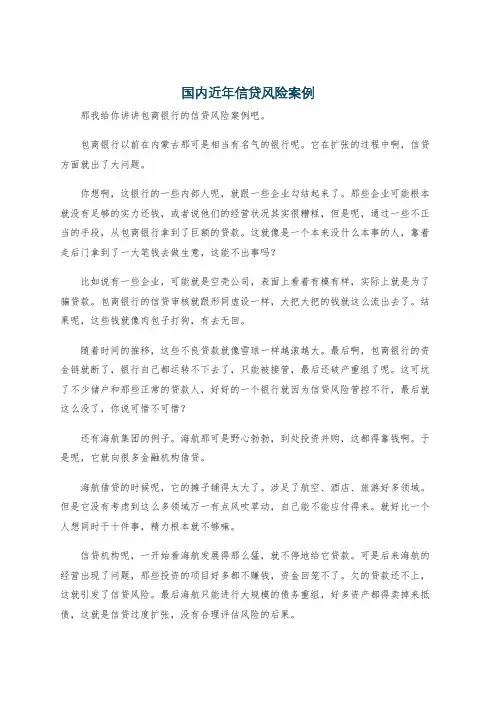 国内近年信贷风险案例
