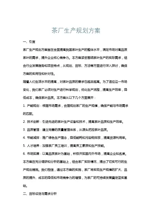 茶厂生产规划方案