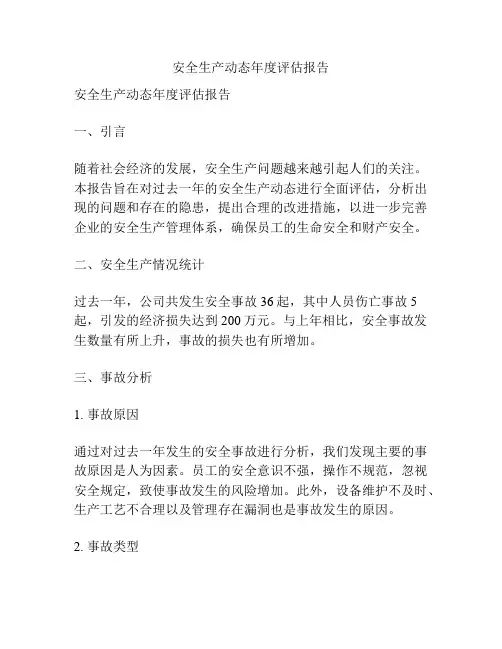 安全生产动态年度评估报告