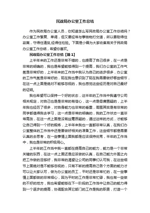 民政局办公室工作总结