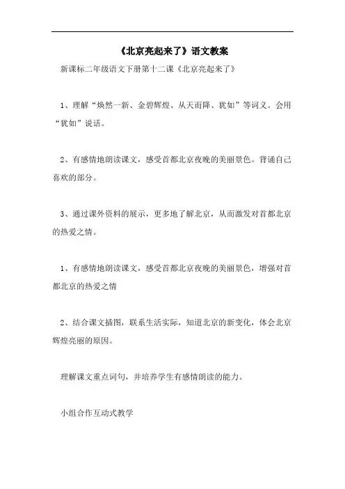 《北京亮起来了》语文教案
