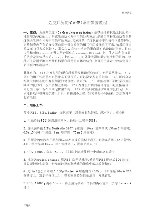 免疫共沉淀(Co-IP)详细步骤教程