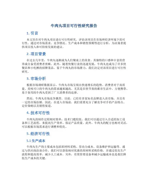 牛肉丸项目可行性研究报告