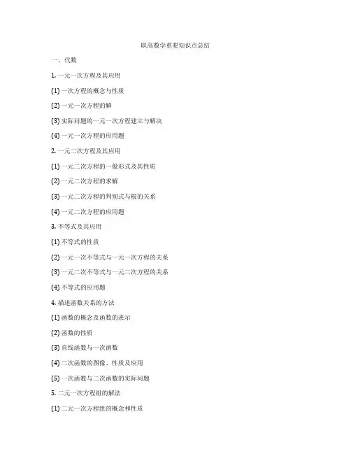 职高数学重要知识点总结