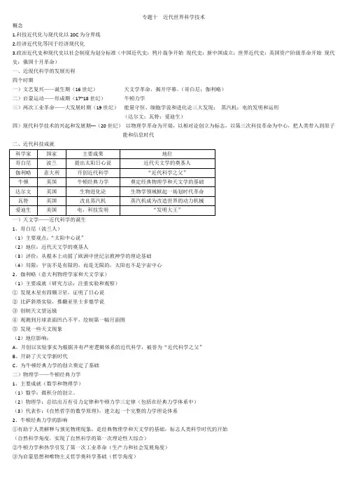 专题十  近代世界科学技术