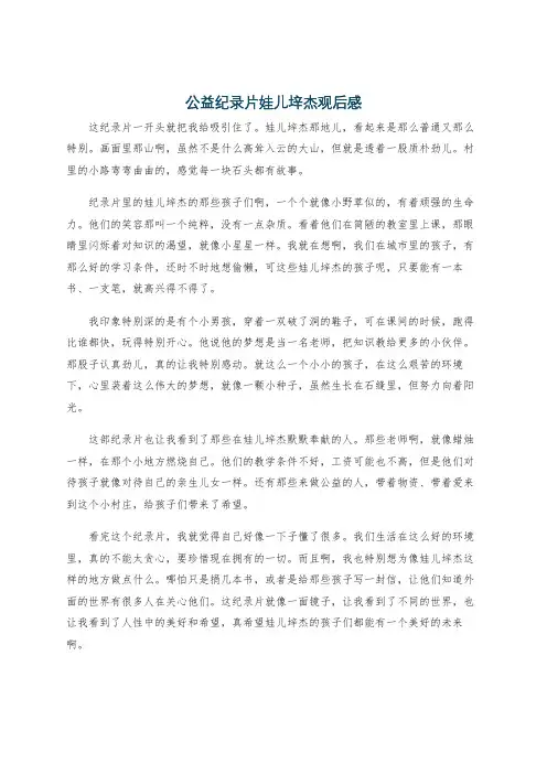 公益纪录片娃儿垶杰观后感