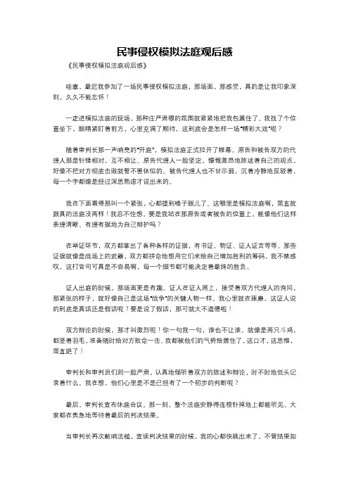 民事侵权模拟法庭观后感