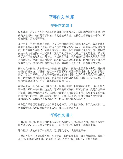 平等作文20篇