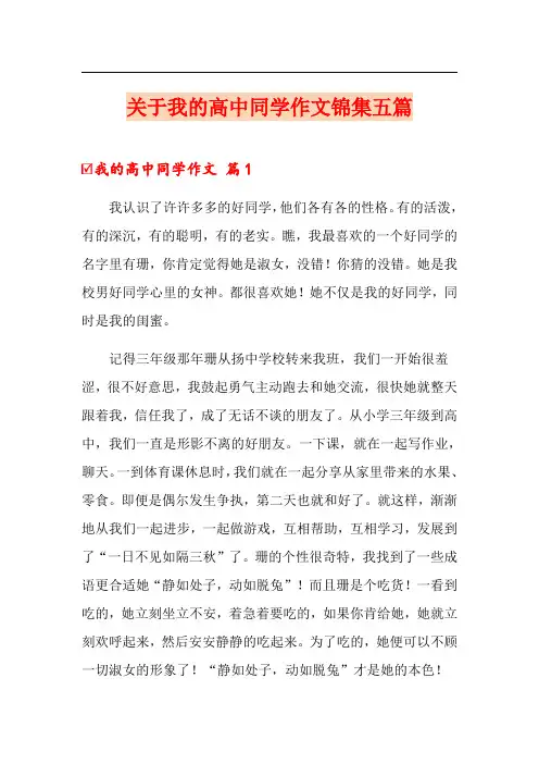 关于我的高中同学作文锦集五篇