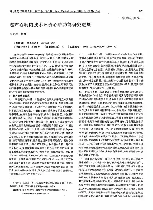超声心动图技术评价心脏功能研究进展