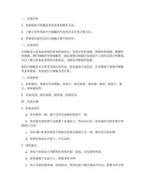 临检白细胞技术实验报告