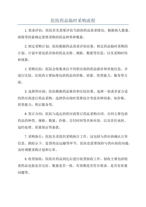 医院药品临时采购流程