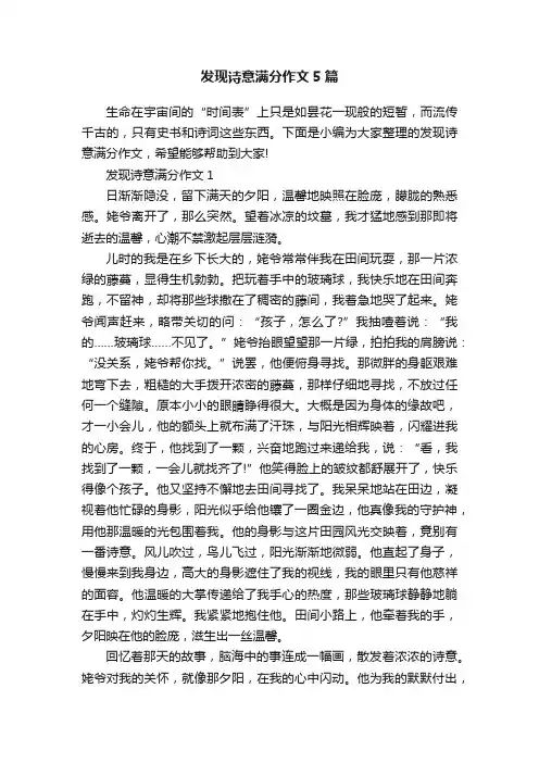 发现诗意满分作文5篇