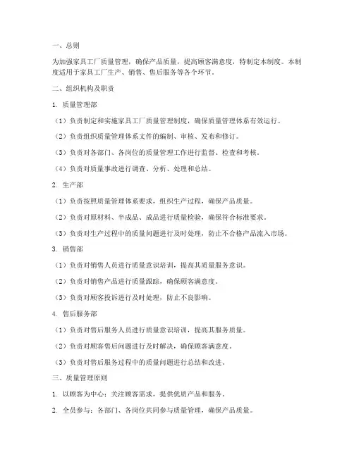 家俱工厂质量管理制度