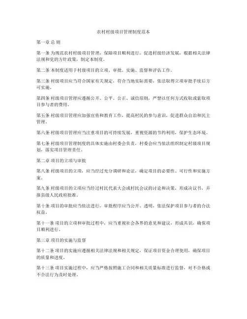农村村级项目管理制度范本