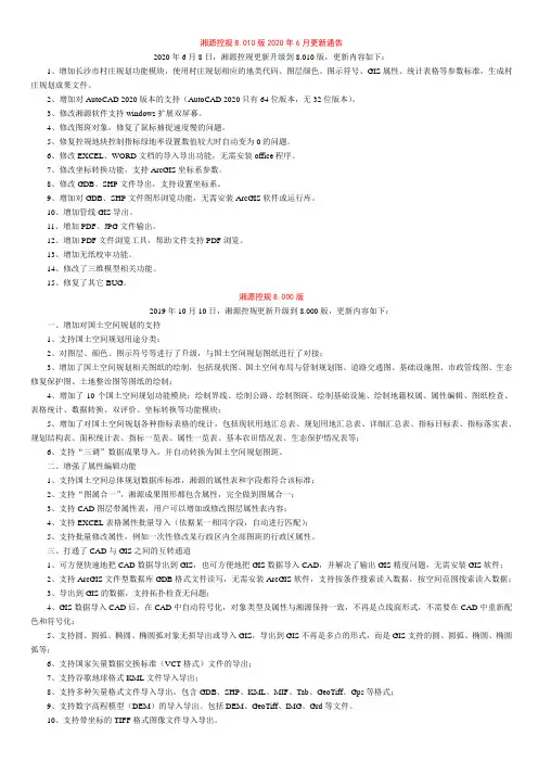 湘源控规7.0-8.0功能区别