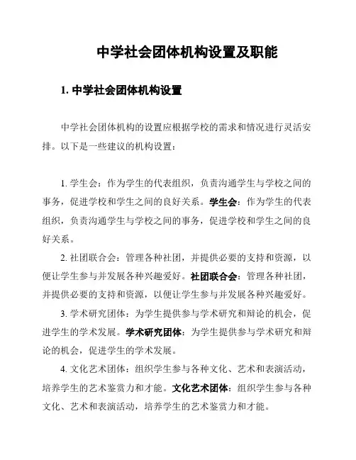 中学社会团体机构设置及职能
