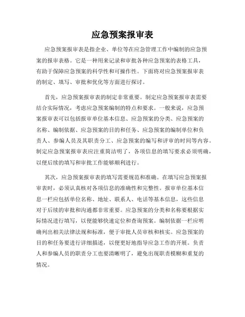 应急预案报审表