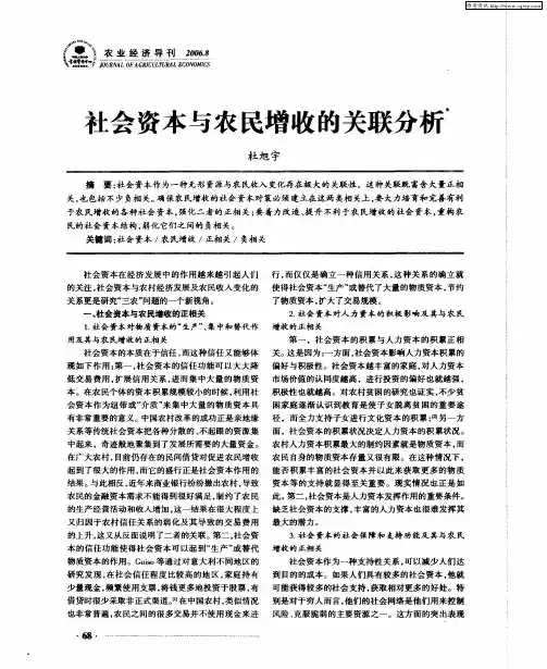 社会资本与农民增收的关联分析