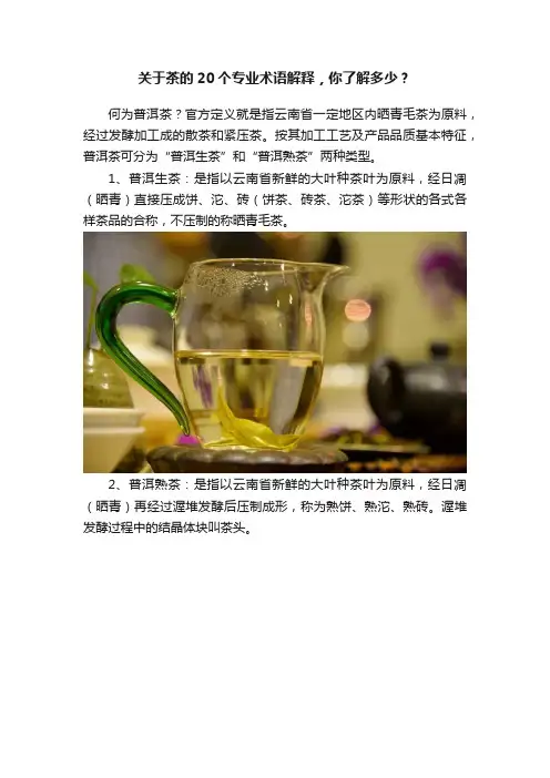 关于茶的20个专业术语解释，你了解多少？