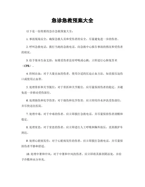 急诊急救预案大全