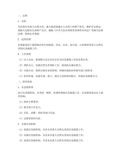 重大自然灾害应急救援预案