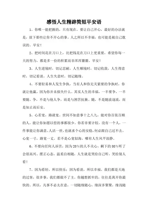 感悟人生精辟简短早安语