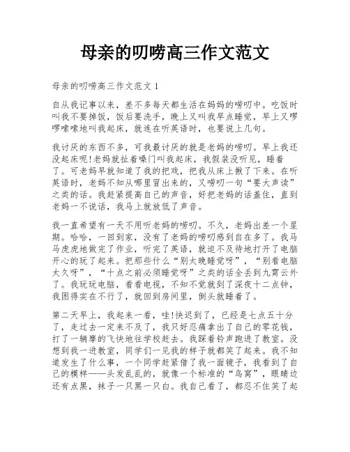 母亲的叨唠高三作文范文