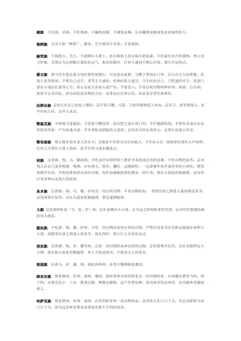 各民族生活禁忌