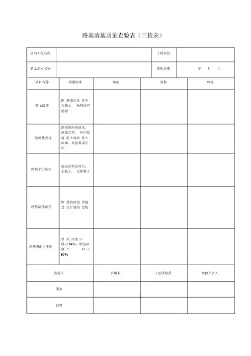公路道路三检表格