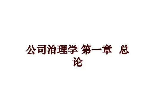 公司治理学 第一章  总  论