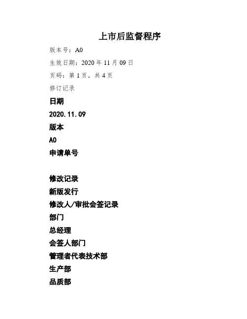 上市后监督程序
