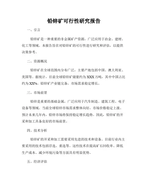 铅锌矿可行性研究报告