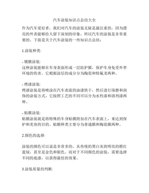 汽车涂装知识点总结大全